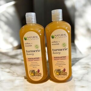 Natural Wunderz Turmeric & Honey Exfoliating Body Wash – 2×32 oz (New)